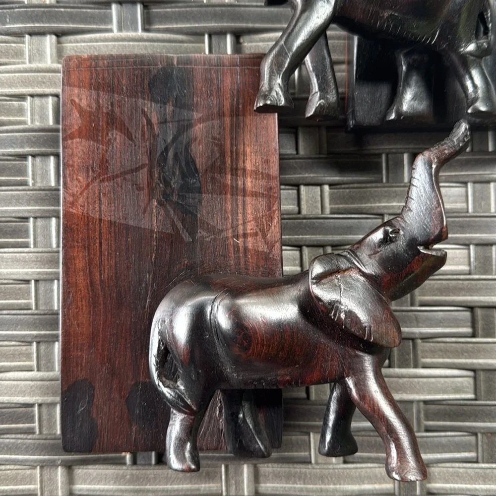 Handcrafted Wooden Elephant Book Ends